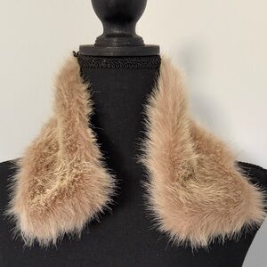 Vintage Fox Fur Collar With Clips Fur Shawl Fur Scarf 20” Tan White